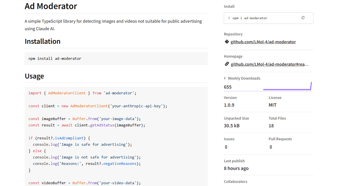 Developer Experience with Ad Moderator